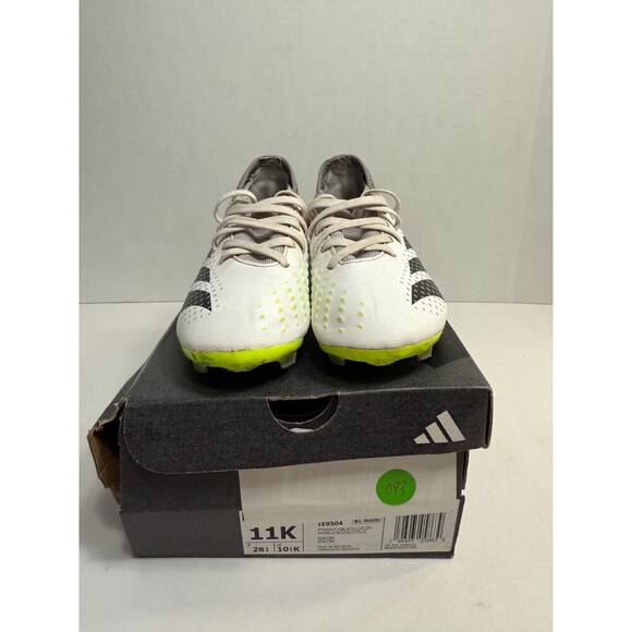 093 Adidas White/Yellow Cleats-US 11 Kids - Picture 2 of 5